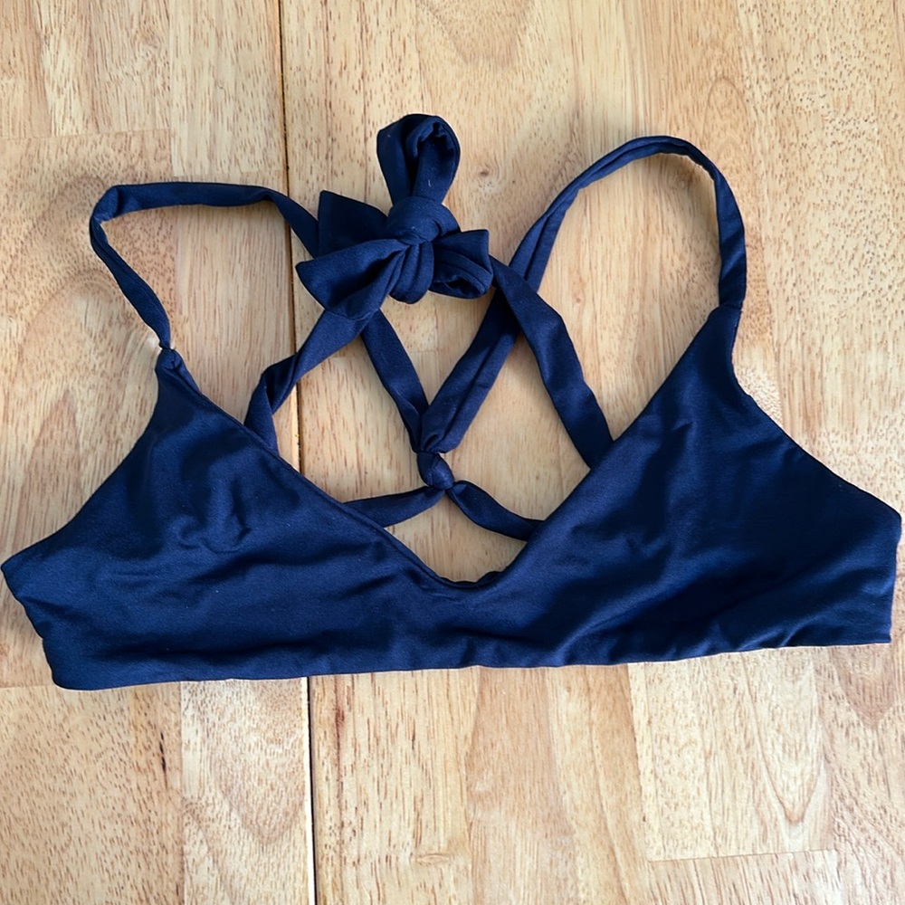 Frankie's Bikinis Midnight Blue Bow Bikini Top